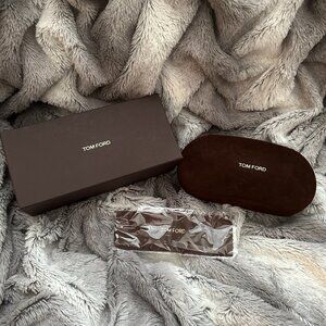 TOM FORD Brown Suede Microfiber Clamshell Sunglass Case